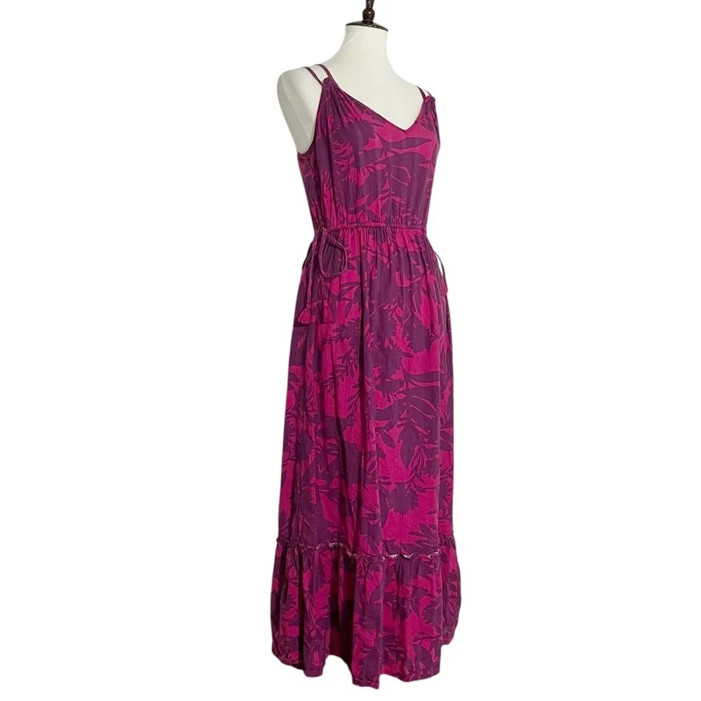 Anthropologie Saturday Sunday Yasmine Pink Purple Cotton Tiered Maxi Dress Small - Picture 3 of 11
